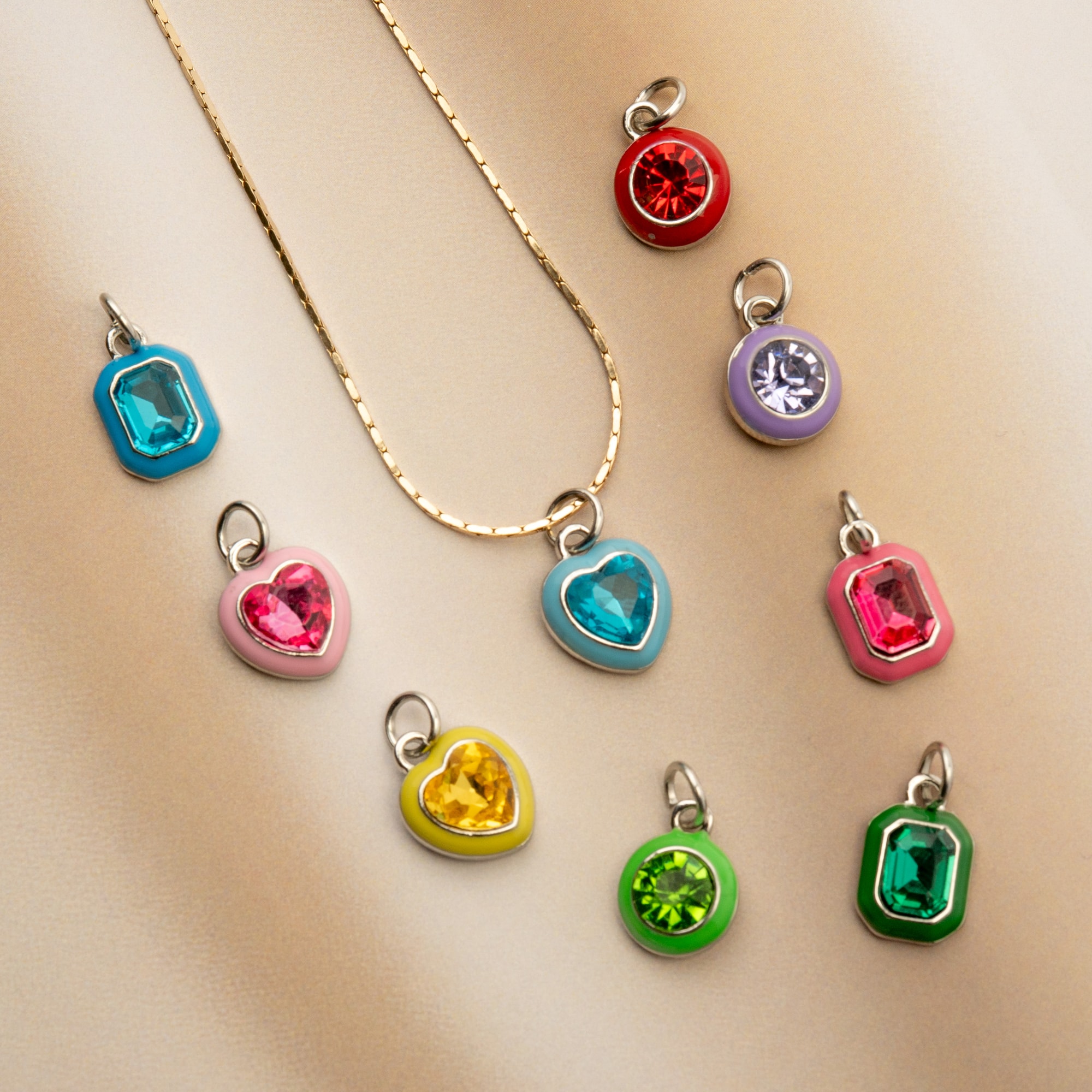 Crystal Lane DIY Silver Enamel Rhinestone Charms, 9ct.